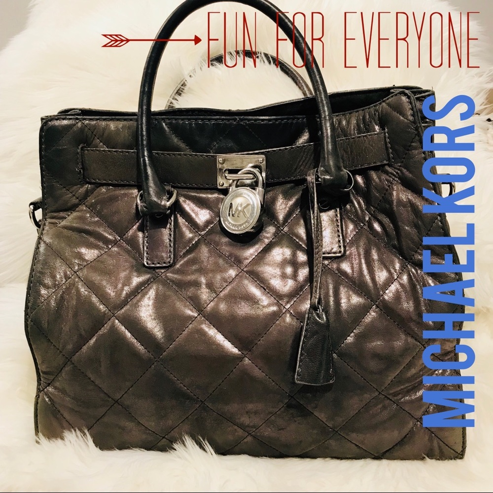 🌻 Michael Kors Hamilton-Quilted Leather-Gunmetal